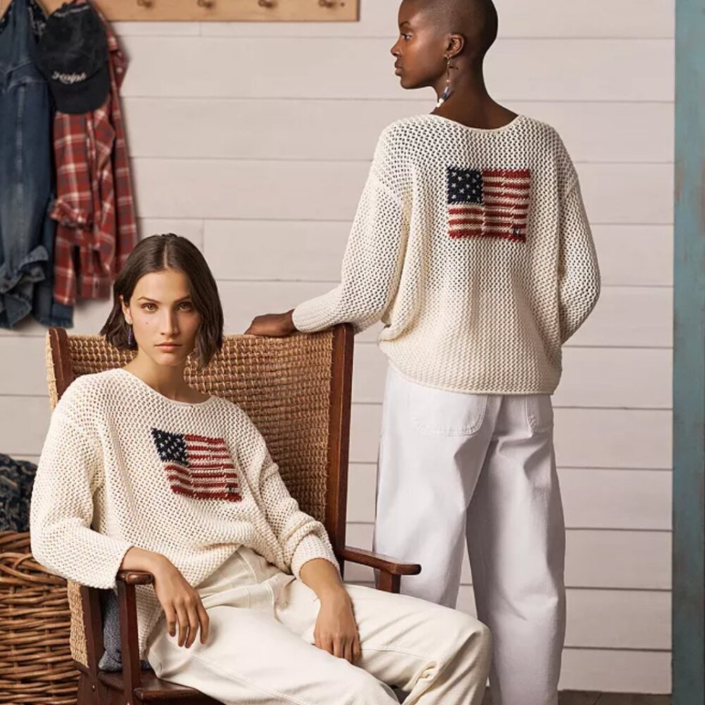 Ralph Lauren Crotchet American Flag Sweater - Picture 5 of 12